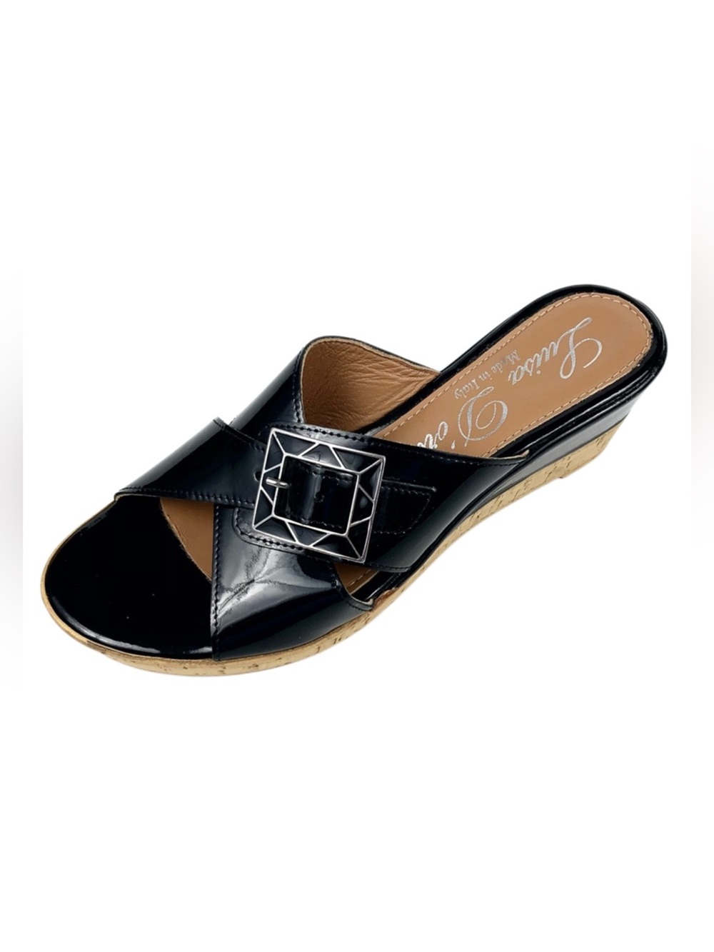 Luisa D’Orio Black Slip On Platform Sandal 8M